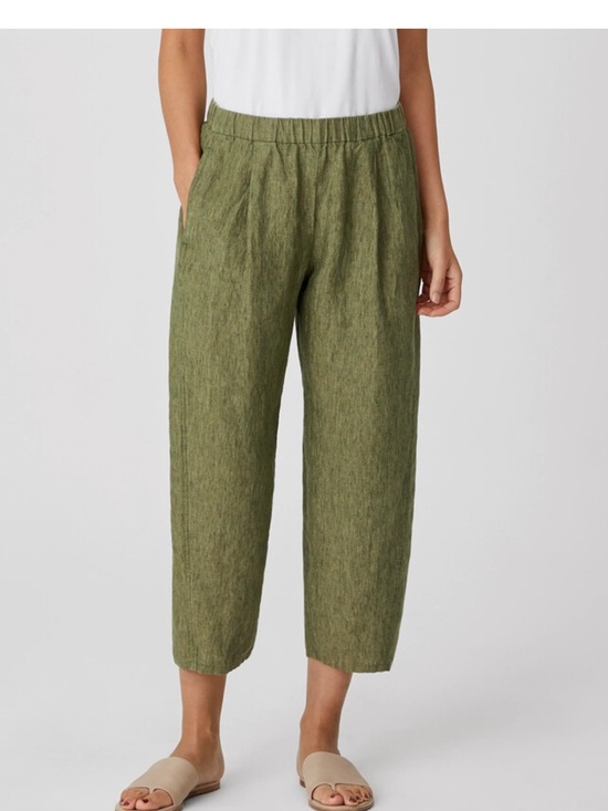 Eileen Fisher Pants - Eileen Fisher Olive Green Cropped Relaxed-Leg Pants